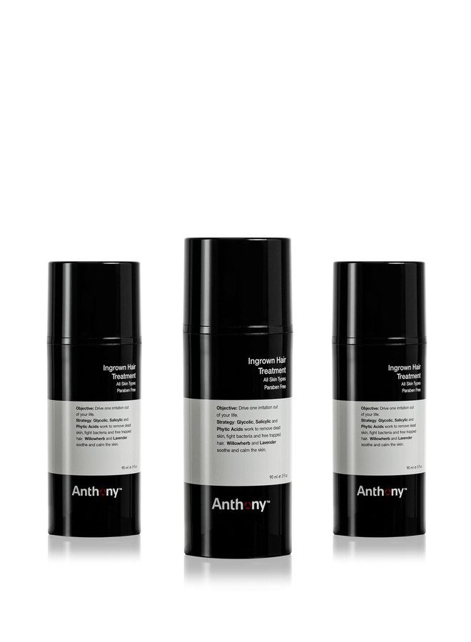 Anthony Ingrown Hair Treatment for Men, Gel Solution to Calm Razor Burn, Scar and Redness Eliminator, Bump Removal, 3 Fl Oz, Pack of 3 - Image 1